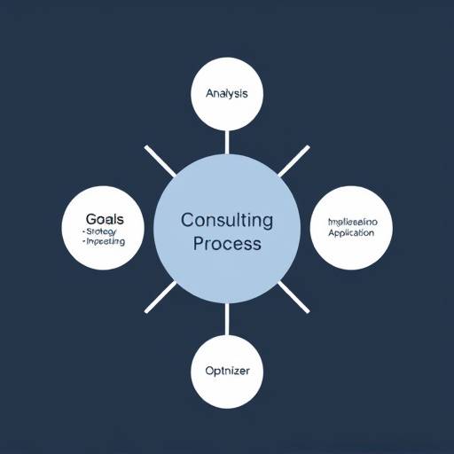 Diagramma del processo di consulenza di InnovaSoluzioni: Analisi, Obiettivi, Strategia, Implementazione, Monitoraggio, Ottimizzazione