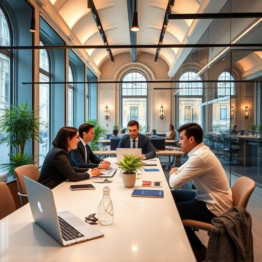 Un team di consulenti aziendali che lavorano insieme in un ufficio moderno a Firenze