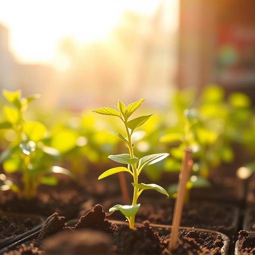 Una pianta che cresce in un ambiente soleggiato, simboleggiando la crescita sostenibile delle aziende.
